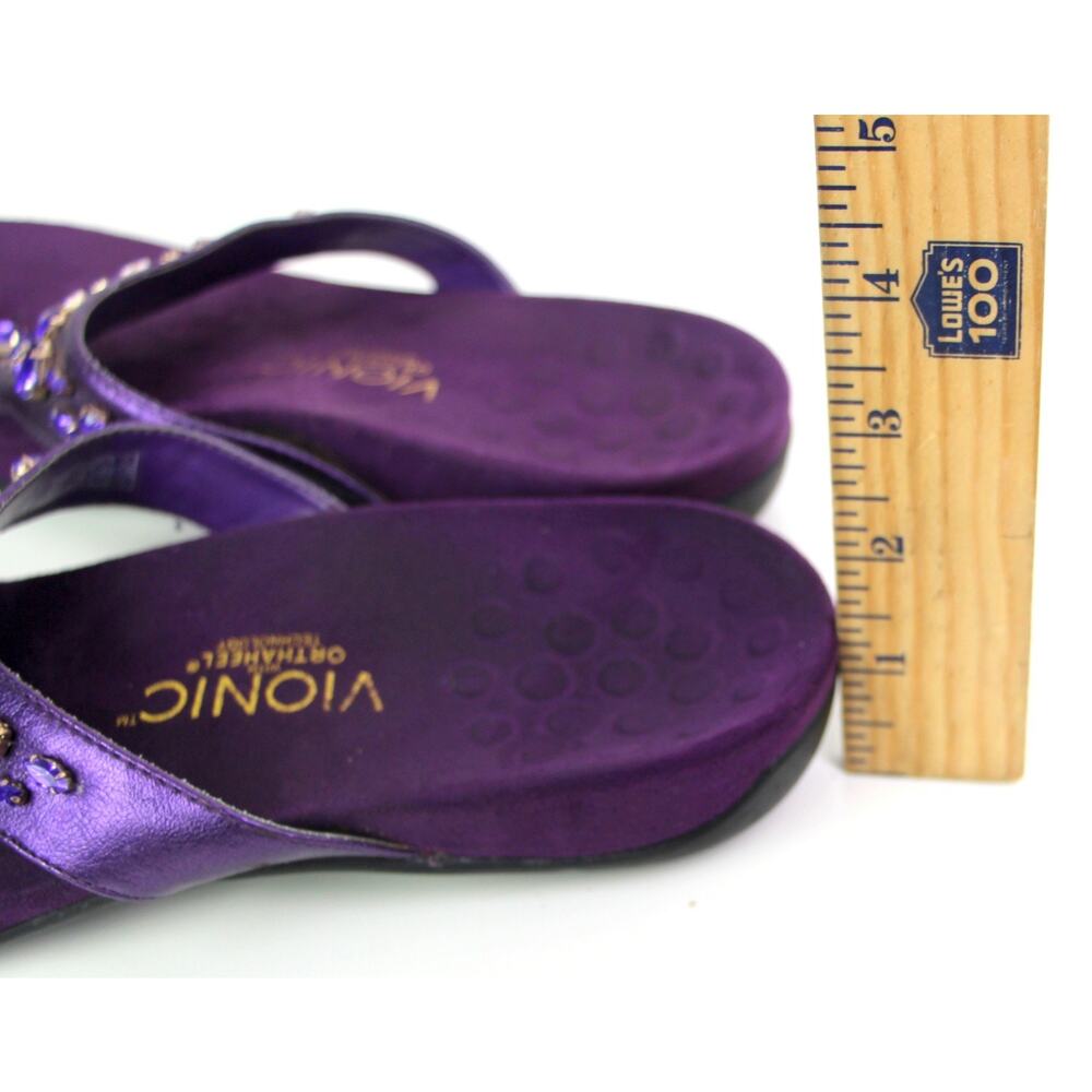 Vionic PURPLE FAUX LEATHER FLIP FLOP SANDALS MULES SHOES Size 9 US/40 EU - Picture 10 of 11